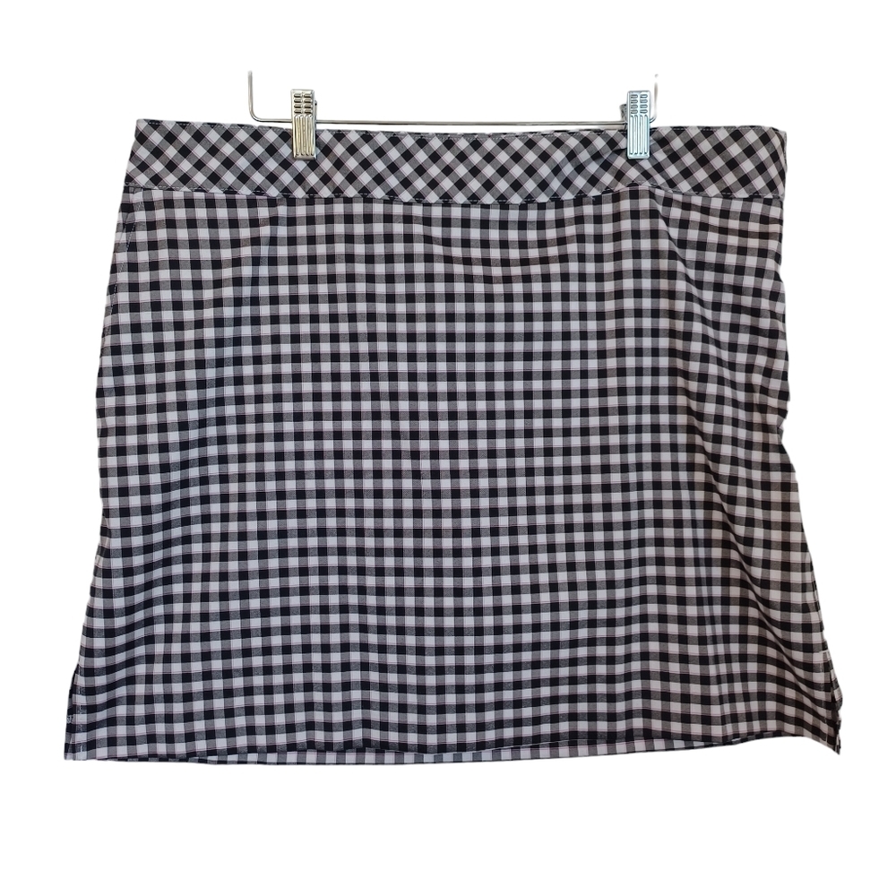 IZOD Golf Skort Womens 16 Black White Gingham Pink Plaid Activewear Skirt Shorts